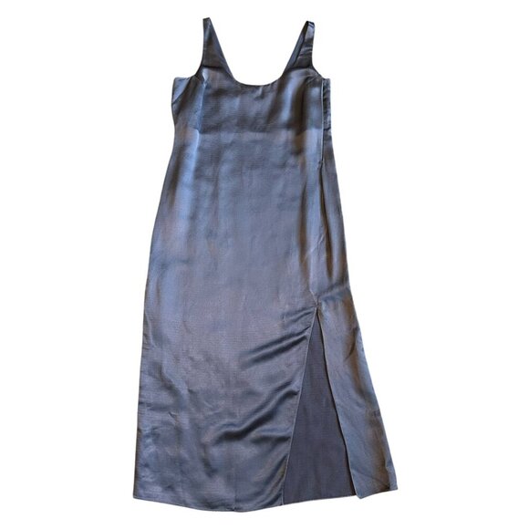 Diane Von Furstenberg Lyla Grey Sleeveless Shift Dress High Slit Size Small - Picture 2 of 12